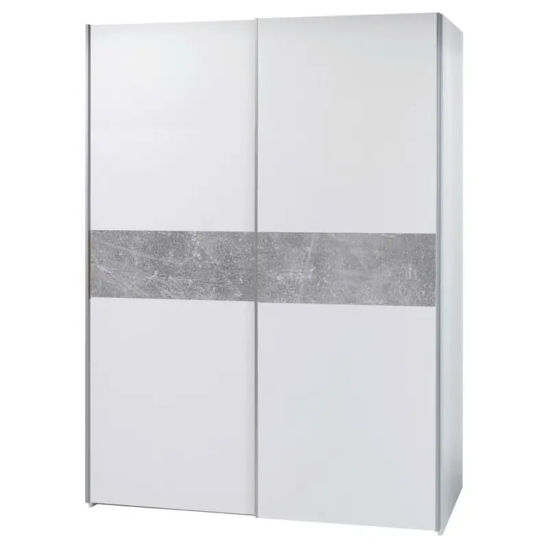 Schwebetürenschrank in Grau, Weiß