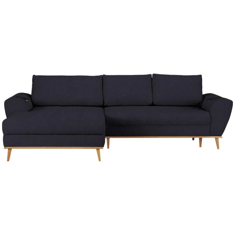 Ecksofa in Webstoff Dunkelblau