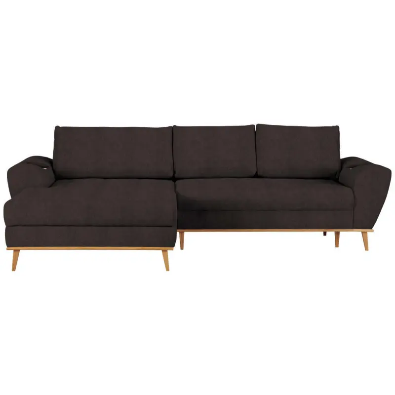 Ecksofa in Webstoff Dunkelbraun
