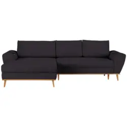 Ecksofa in Webstoff Schwarz