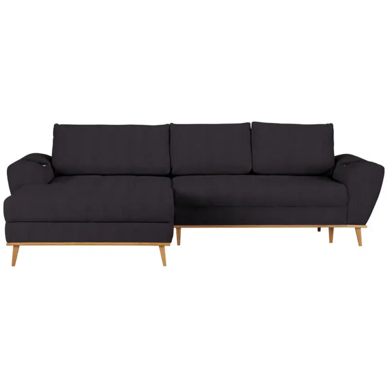 Ecksofa in Webstoff Schwarz