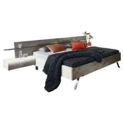 Bettanlage 180/200 cm in Weiß, Eichefarben
