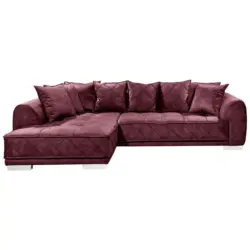 Ecksofa in Mikrovelours Bordeaux