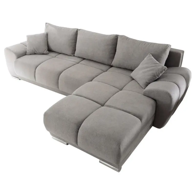 Ecksofa in Mikrovelours Hellgrau