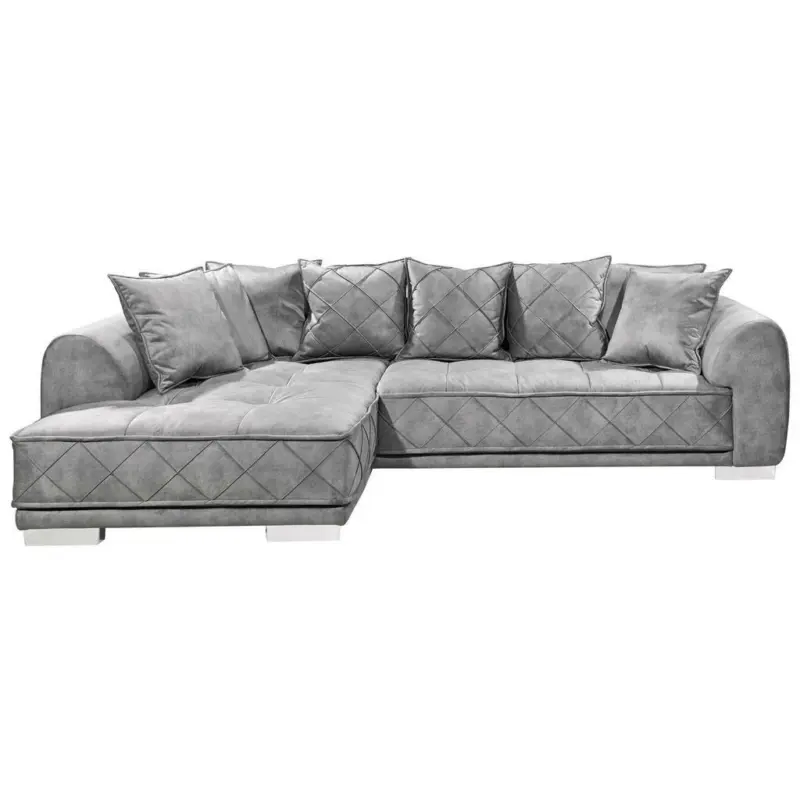 Ecksofa in Mikrovelours Grau