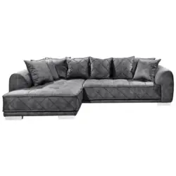 Ecksofa in Mikrovelours Anthrazit