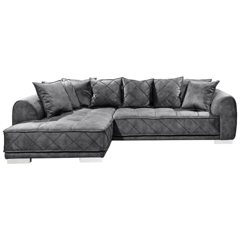 Ecksofa in Mikrovelours Anthrazit