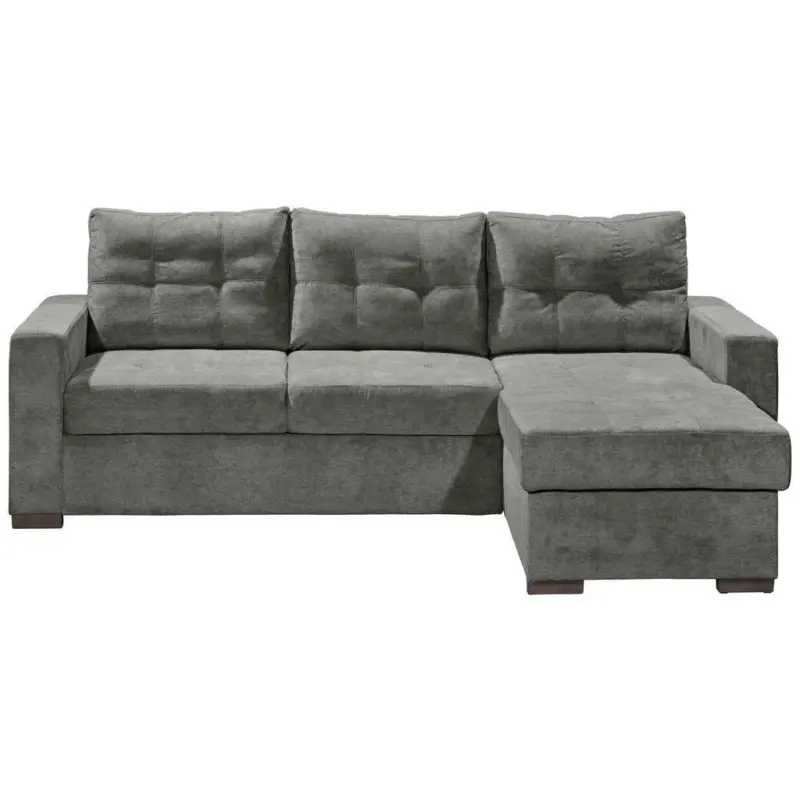 Ecksofa in Mikrovelours Grau