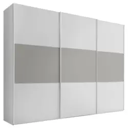 Schwebetürenschrank in Weiß, Platinfarben