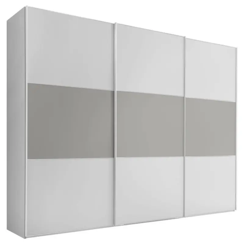 Schwebetürenschrank in Weiß, Platinfarben