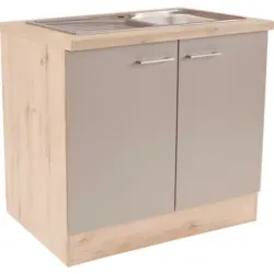 Spülenunterschrank 100/85/57 cm in Eichefarben, Champagner