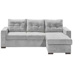 Ecksofa in Mikrovelours Hellgrau