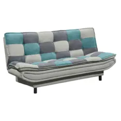 Schlafsofa in Mikrovelours T&uuml;rkis, Schlammfarben, Dunkelgrau