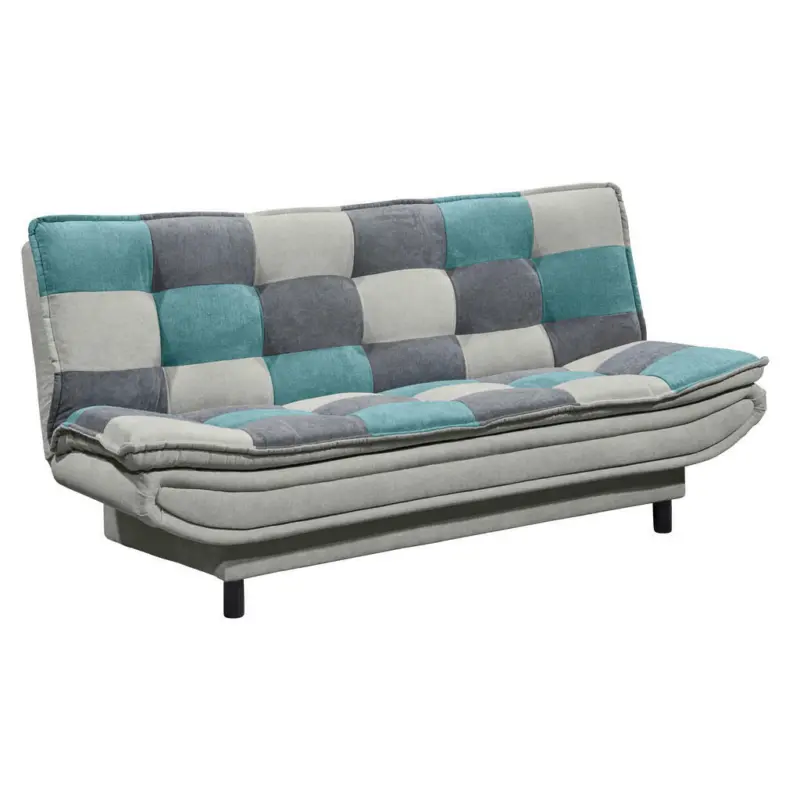 Schlafsofa in Mikrovelours T&uuml;rkis, Schlammfarben, Dunkelgrau