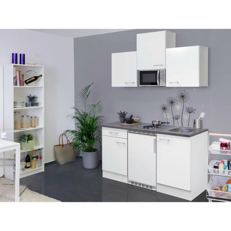 Miniküche 150 cm in Weiß