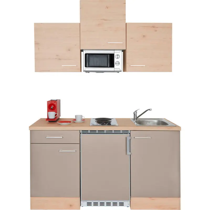 Miniküche 150 cm in Eichefarben