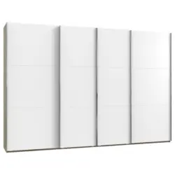 Schwebetürenschrank in Weiß, Eichefarben