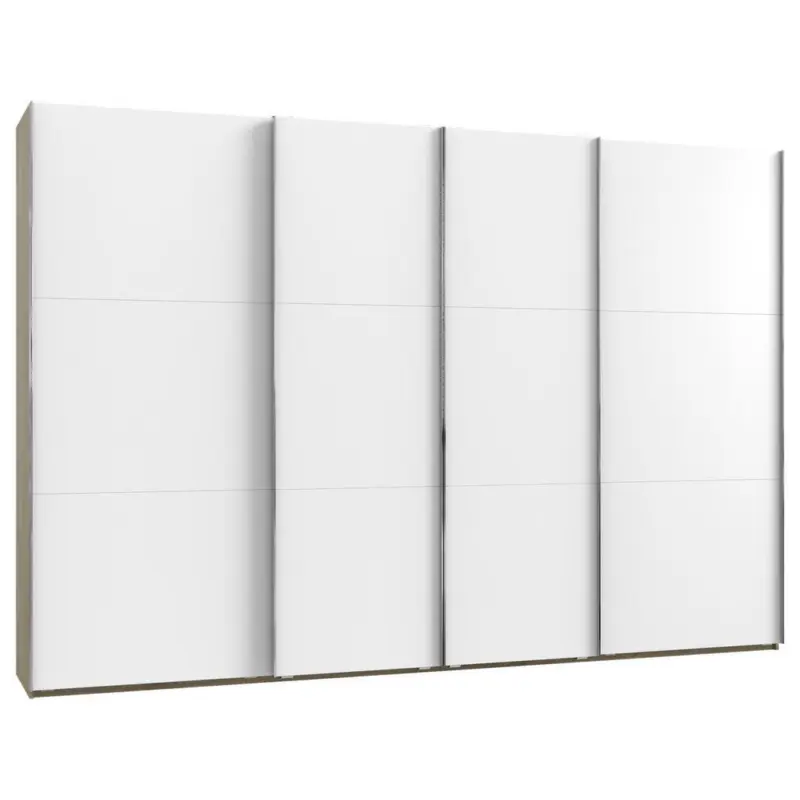 Schwebetürenschrank in Weiß, Eichefarben