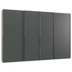 Schwebetürenschrank in Graphitfarben, Eichefarben