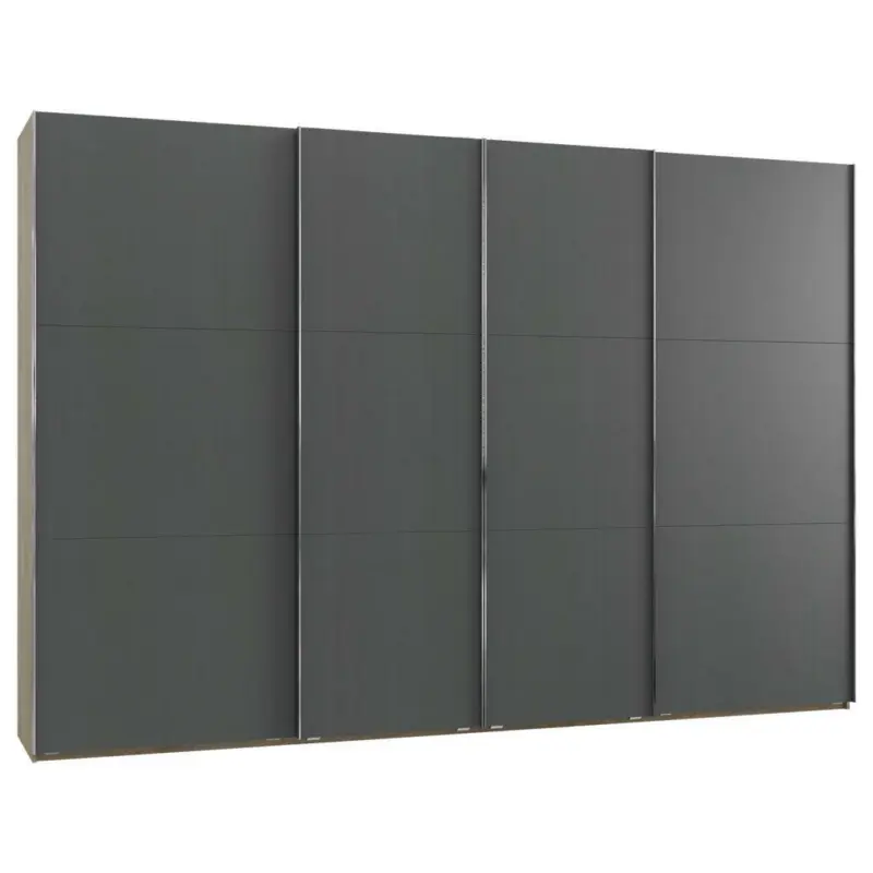 Schwebetürenschrank in Graphitfarben, Eichefarben