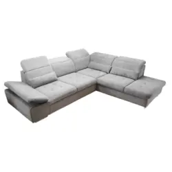 Ecksofa in Mikrovelours Silberfarben