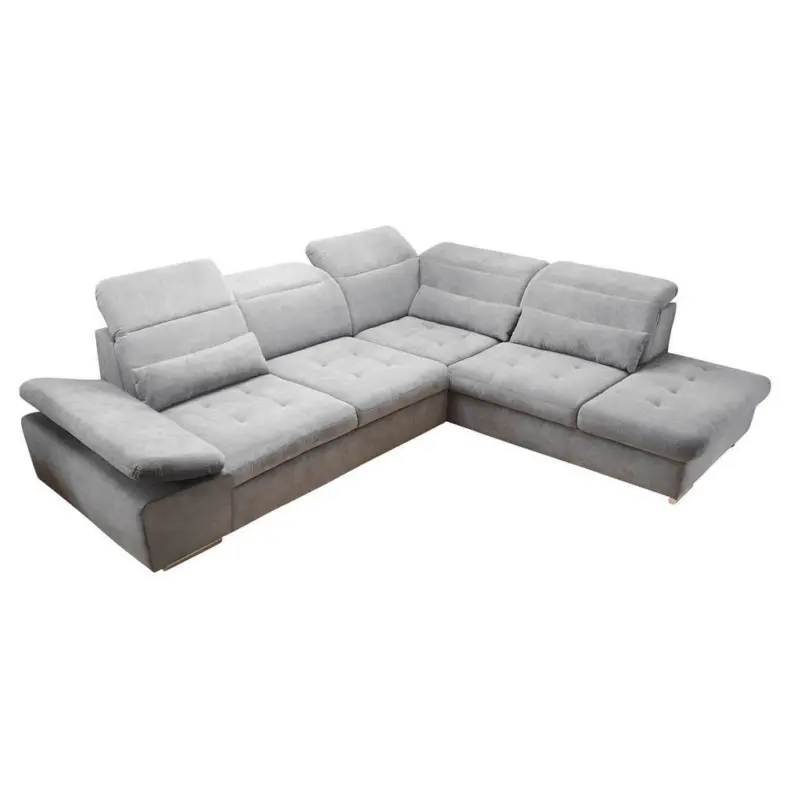 Ecksofa in Mikrovelours Silberfarben