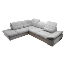 Ecksofa in Mikrovelours Silberfarben