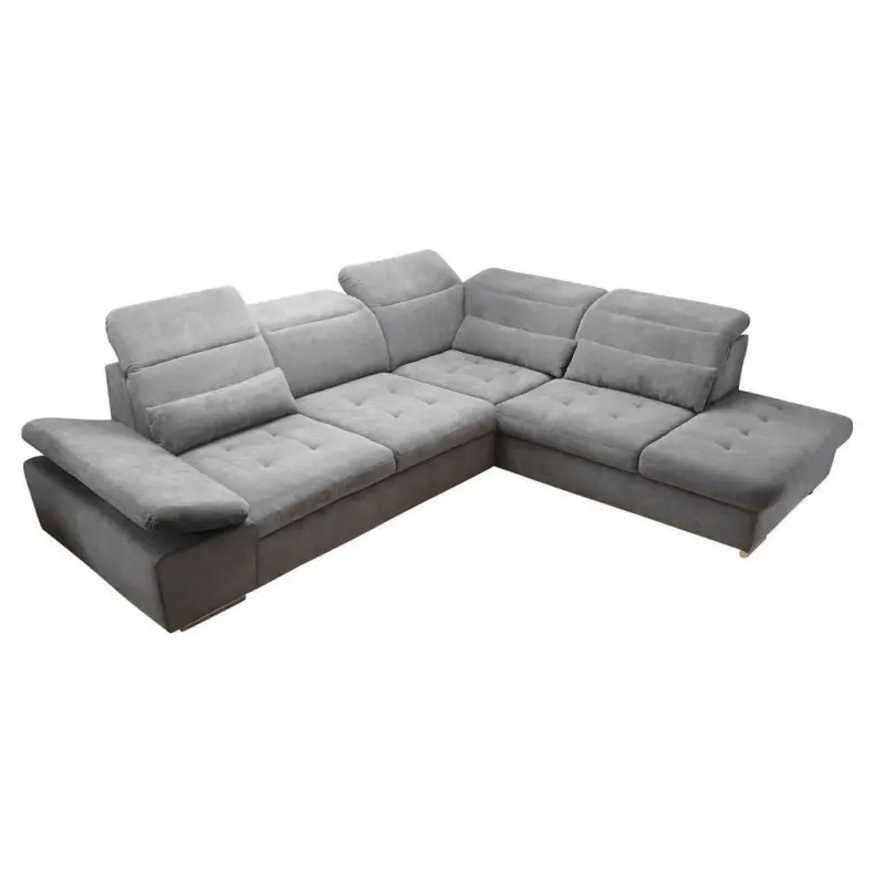 Ecksofa in Mikrovelours Dunkelgrau