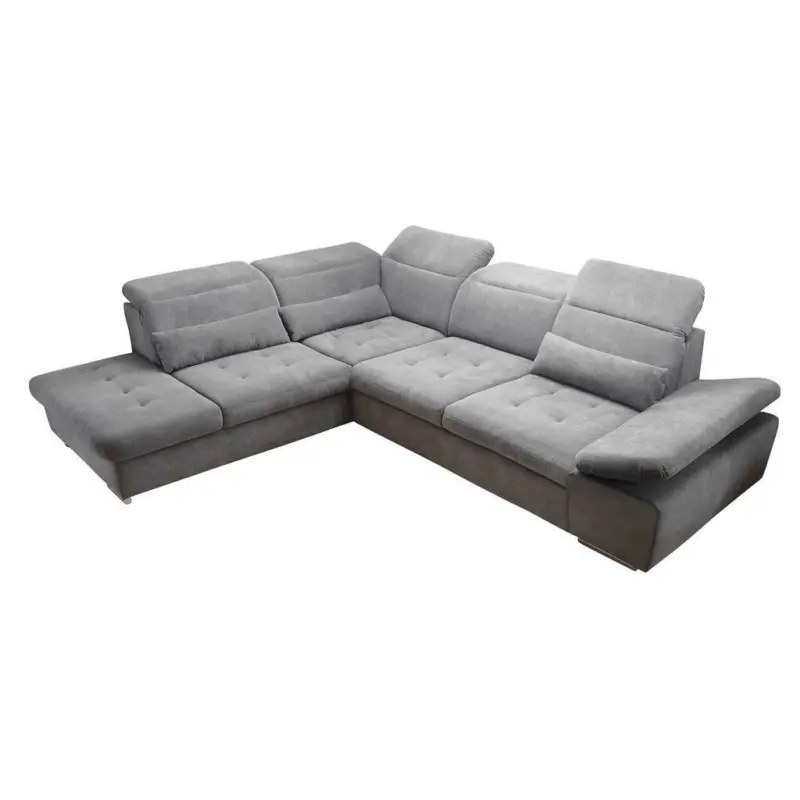 Ecksofa in Mikrovelours Dunkelgrau