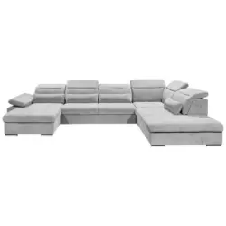 Wohnlandschaft in Mikrovelours Silberfarben