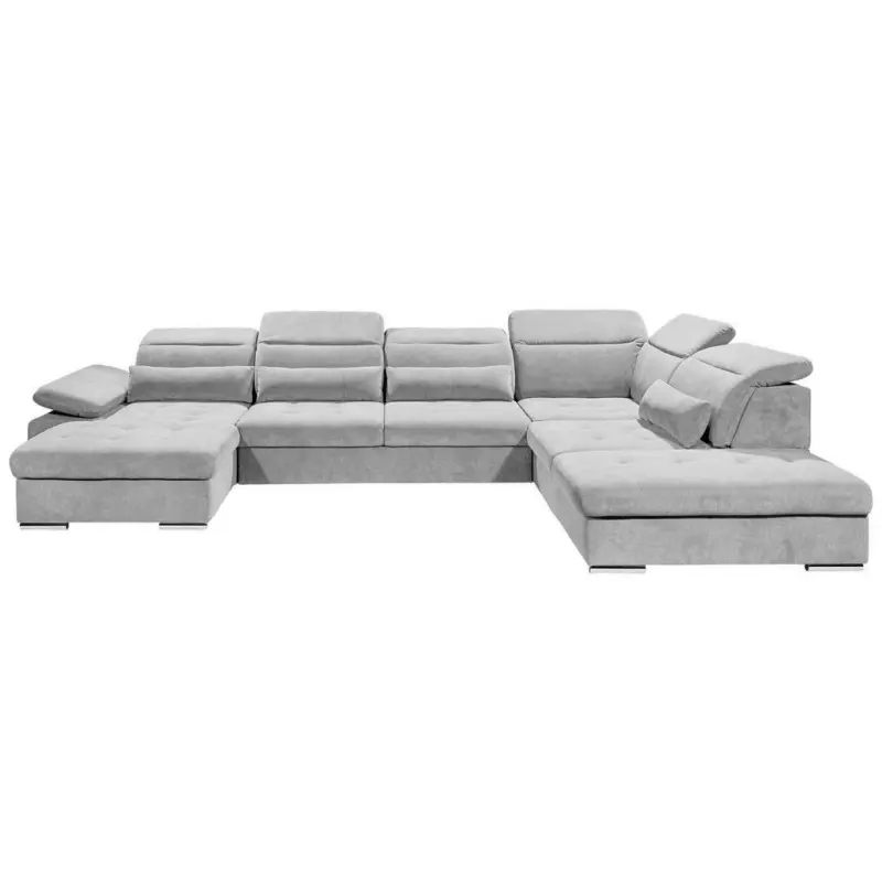 Wohnlandschaft in Mikrovelours Silberfarben