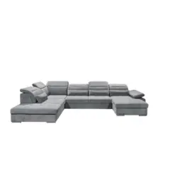 Wohnlandschaft in Velours, Mikrofaser Dunkelgrau