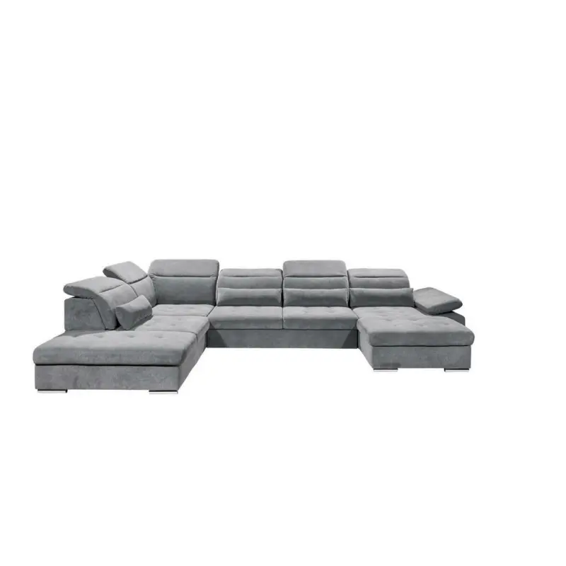 Wohnlandschaft in Velours, Mikrofaser Dunkelgrau