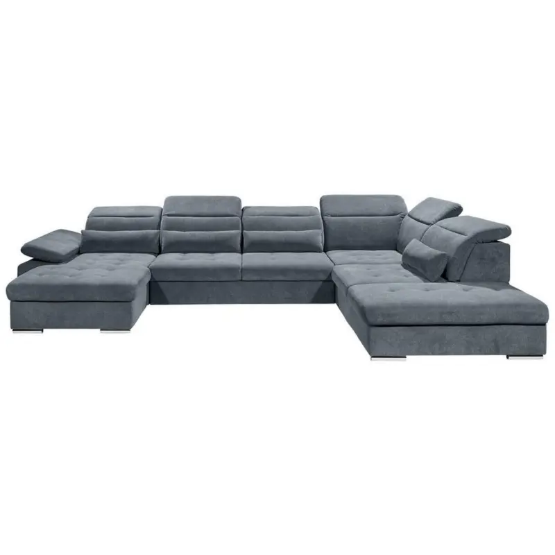 Wohnlandschaft in Velours, Mikrofaser Anthrazit