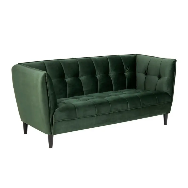 Chesterfield-Sofa in Velours Dunkelgrün