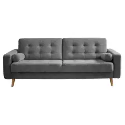 Schlafsofa in Mikrovelours Dunkelgrau