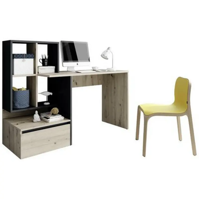 Schreibtisch 145/51,6/111,6 cm in Anthrazit, Eichefarben