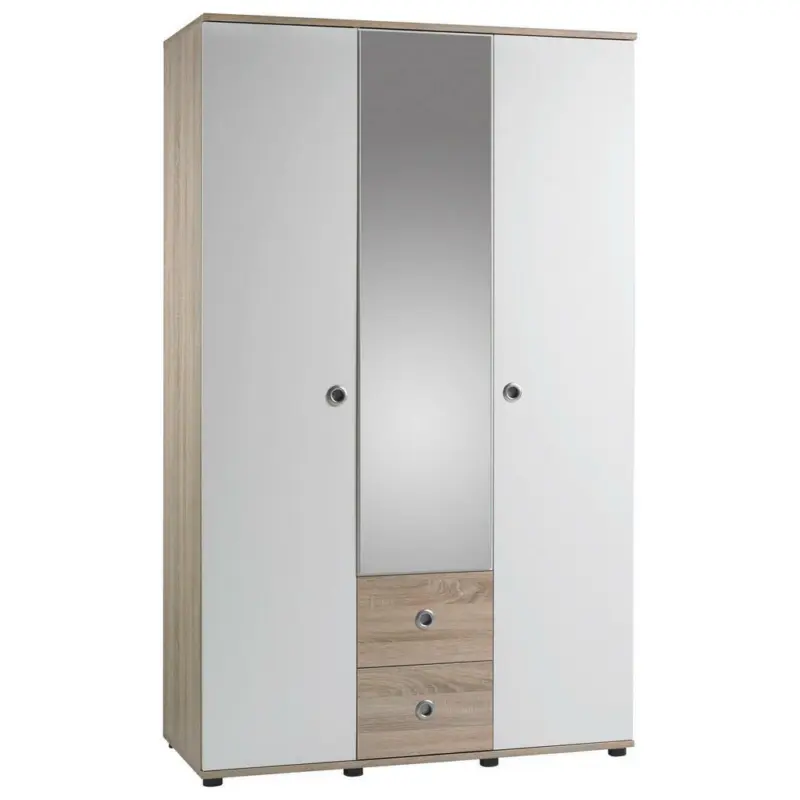 Dreht&uuml;renschrank in Wei&szlig;, Sonoma Eiche