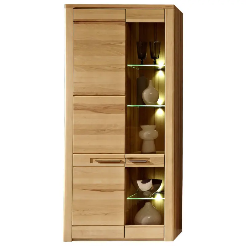 Vitrine in teilmassiv Kernbuche Buchefarben