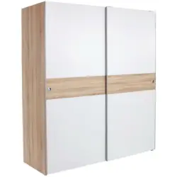 Schwebetürenschrank in Weiß, Sonoma Eiche