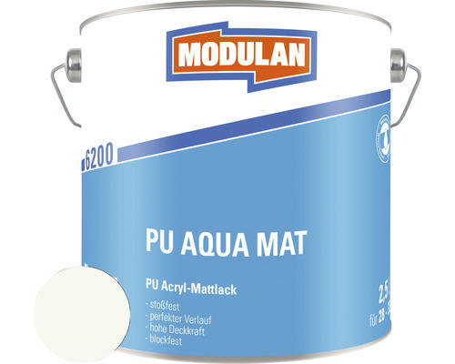 MODULAN 6200 PU Lack Aqua Matt RAL 9016 verkehrsweiß 2,5 L