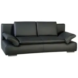 Schlafsofa in Echtleder Schwarz