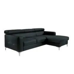 Ecksofa in Flachgewebe Schwarz