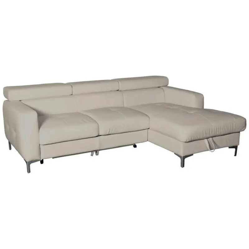Ecksofa in Echtleder Beige