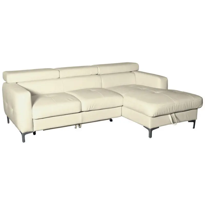 Ecksofa in Echtleder Beige
