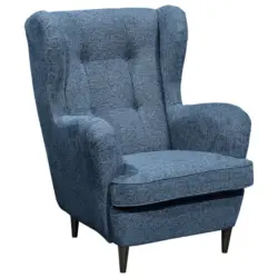 Ohrensessel in Webstoff Dunkelblau