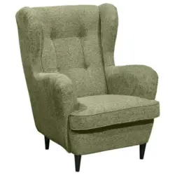 Ohrensessel in Webstoff Olivgrün