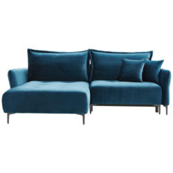 Ecksofa in Velours Blau