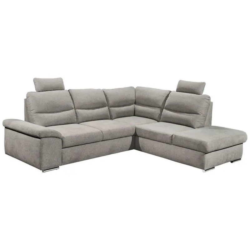 Ecksofa in Webstoff Silberfarben