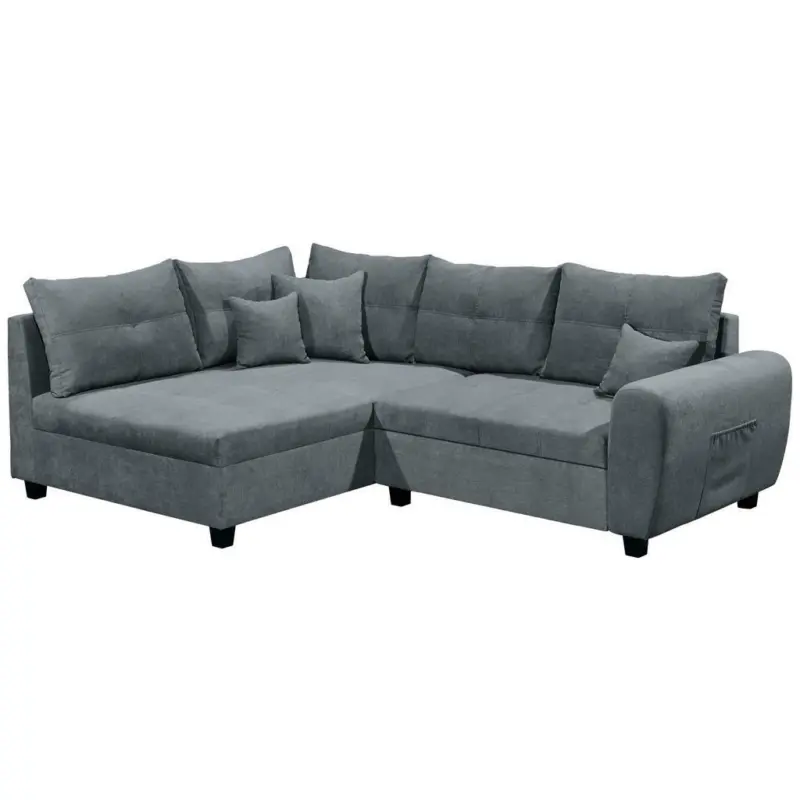 Ecksofa in Mikrovelours Anthrazit